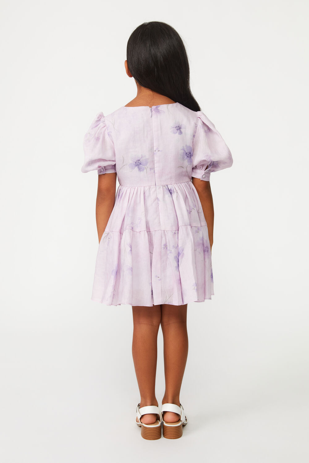 GIRLS FLORA TIERED MINI DRESS in colour PETAL PINK