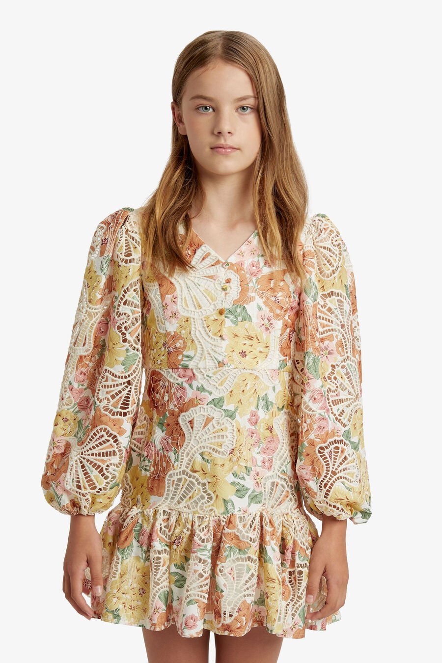 PERDITA BRODERIE DRESS in colour VINTAGE FL