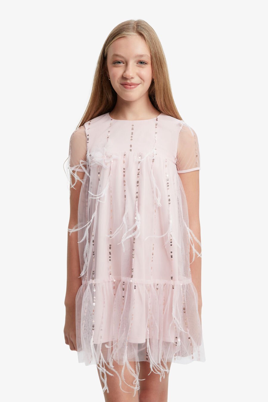 EMARIE STRIPED DRESS in colour Powder Pink