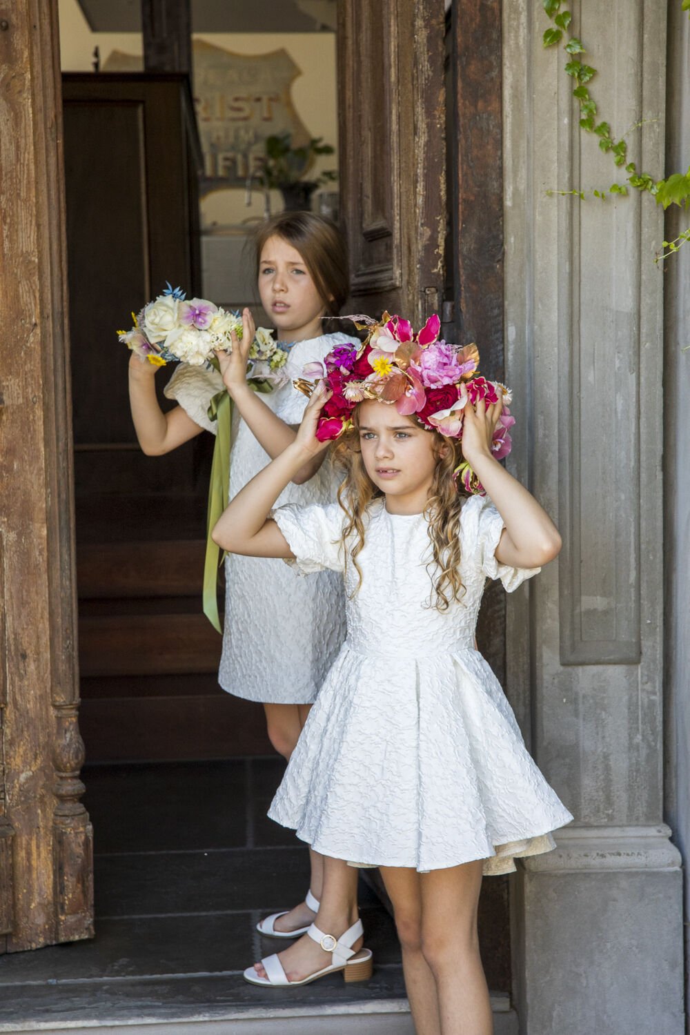 GIRLS CLARA MINI DRESS IN IVORY