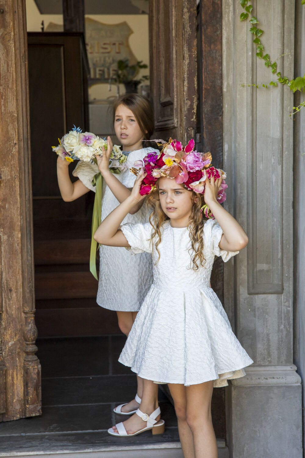 GIRLS CLARA MINI DRESS in colour CLOUD DANCER