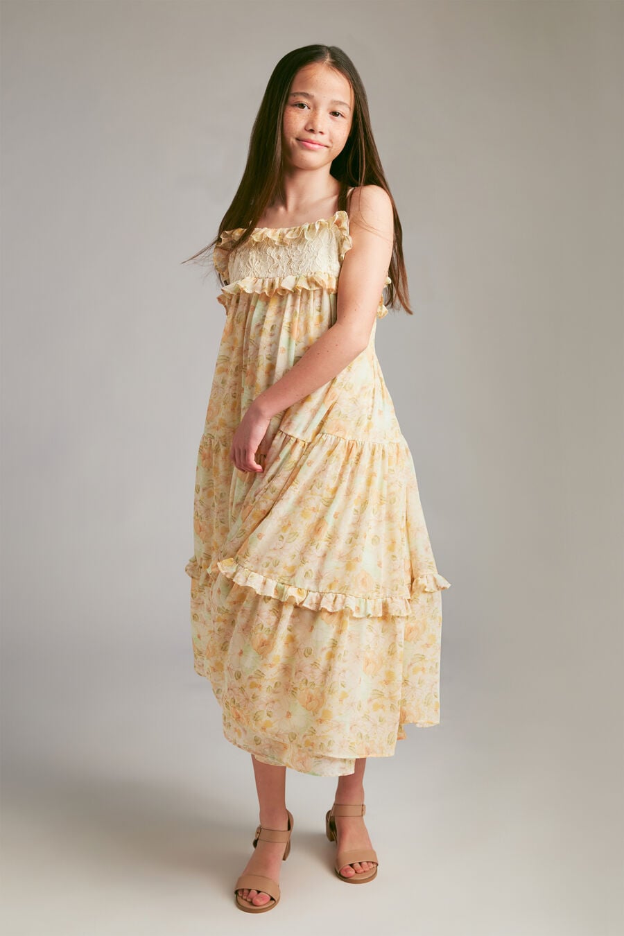 Girls Anna Floral Chiffon Dress