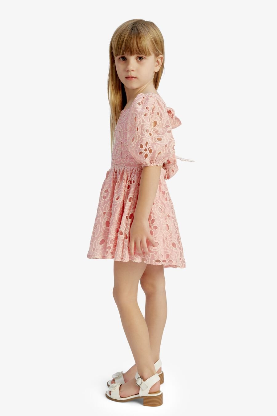 MARGO BRODERIE MINI DRESS in colour BLISS PINK