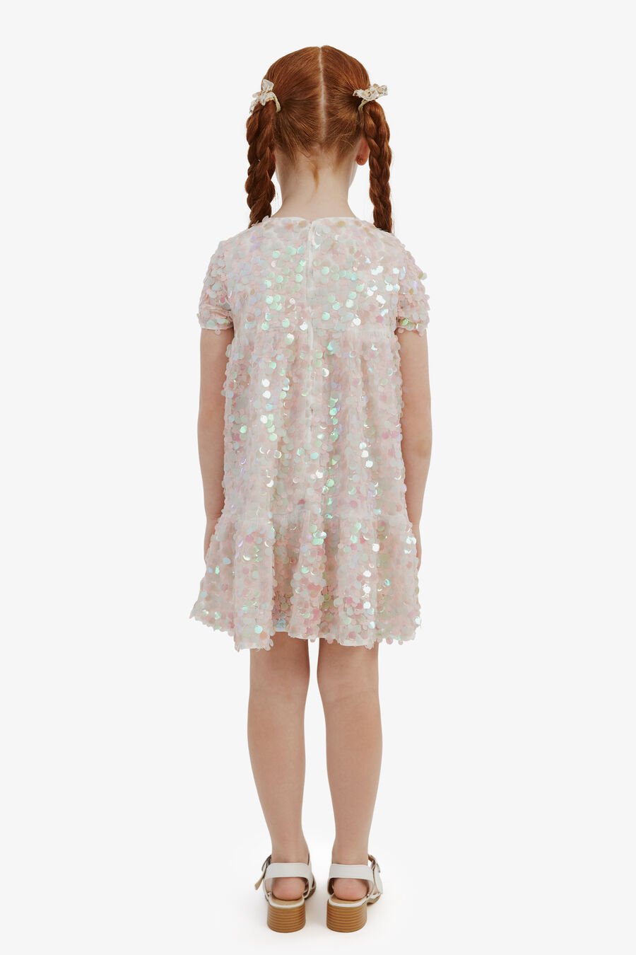 SEQUIN TIERED DRESS in colour PINK ICING