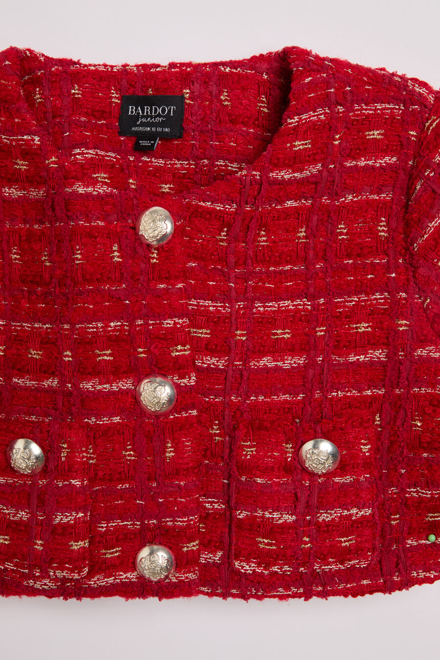 SUTTON BOUCLE CROP JACKET in colour RED