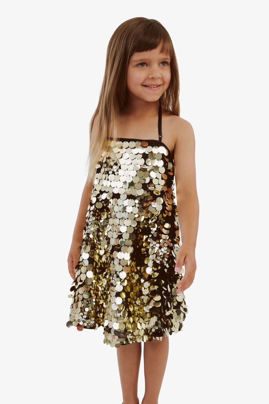 SEQUIN HALTER DRESS in colour GOLDFOIL