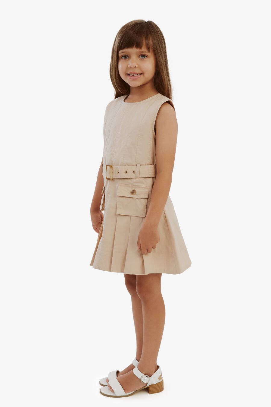 GREER POPLIN DRESS in colour TAN