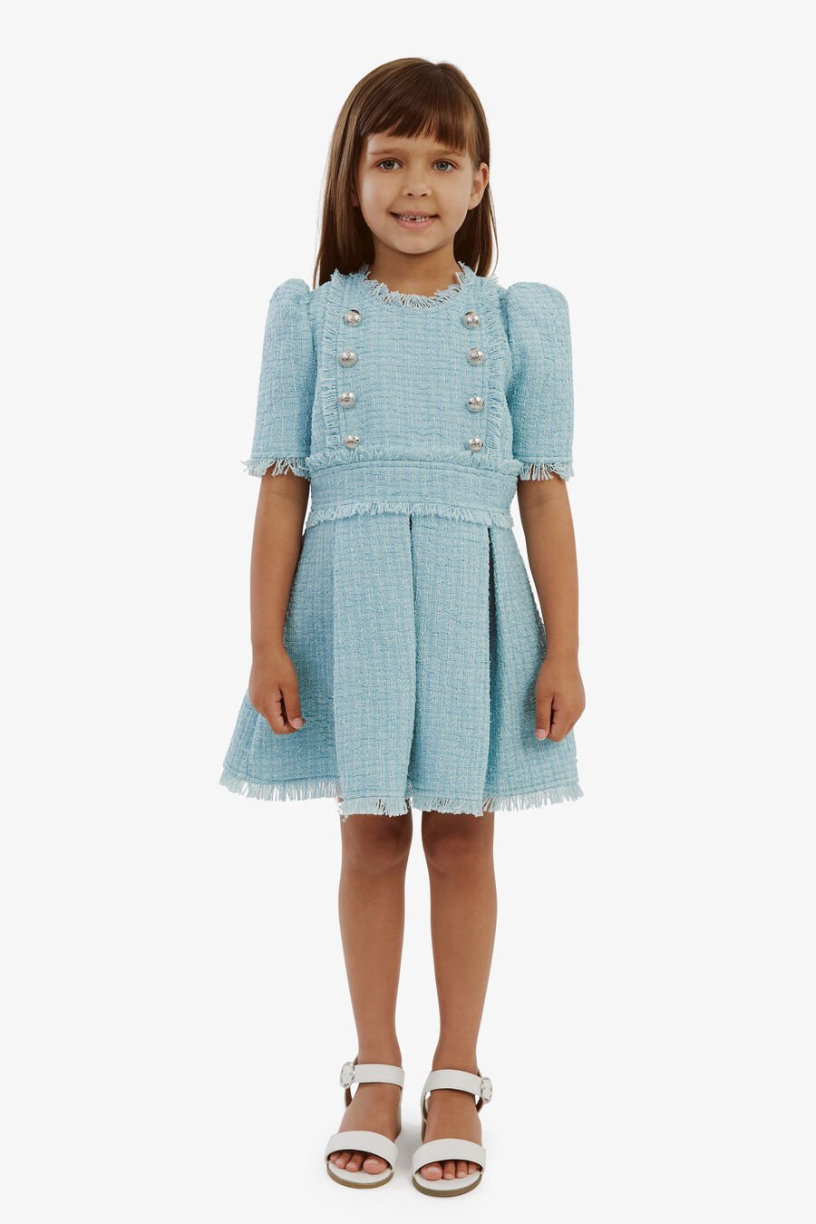 BRIELLE BOUCLE DRESS in colour BABY BLUE