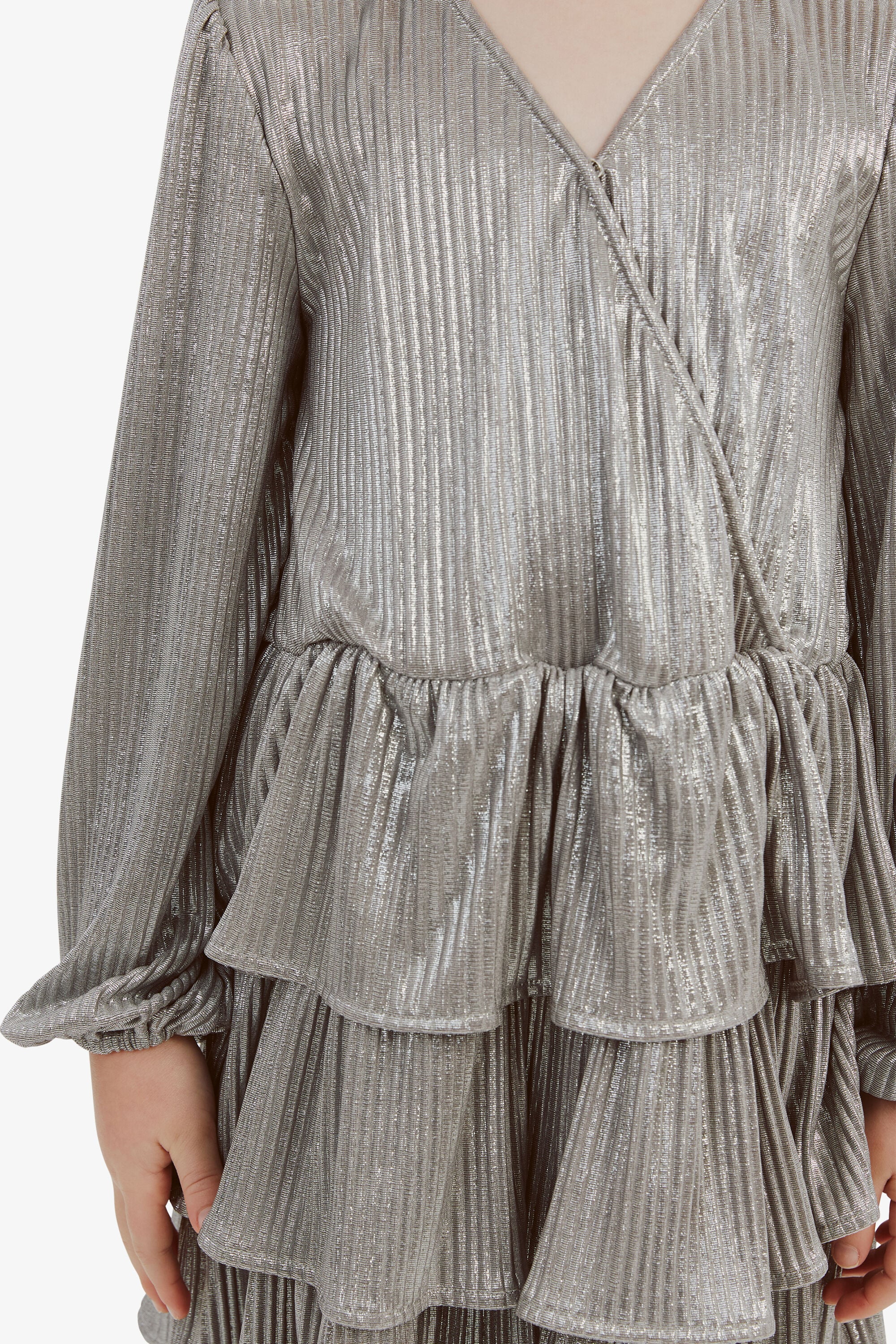 Girls Radiance Metallic Mini Dress In Silver | Bardot Junior Girls Radiance Metallic Mini Dress In Silver | Bardot Junior