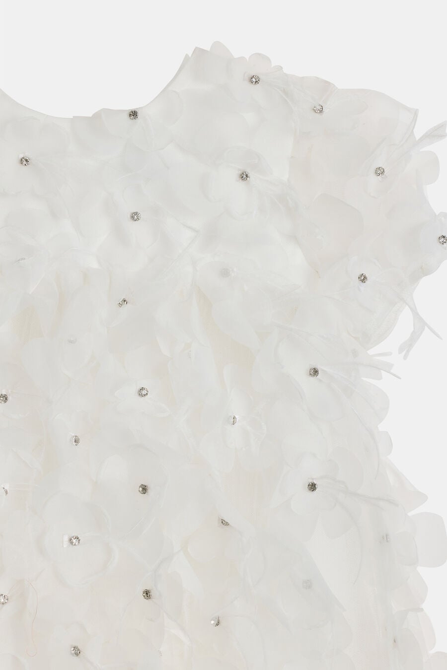FLOWER DIAMATE TIERED DRESS in colour White