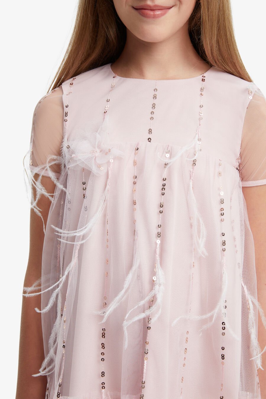 EMARIE STRIPED DRESS in colour Powder Pink
