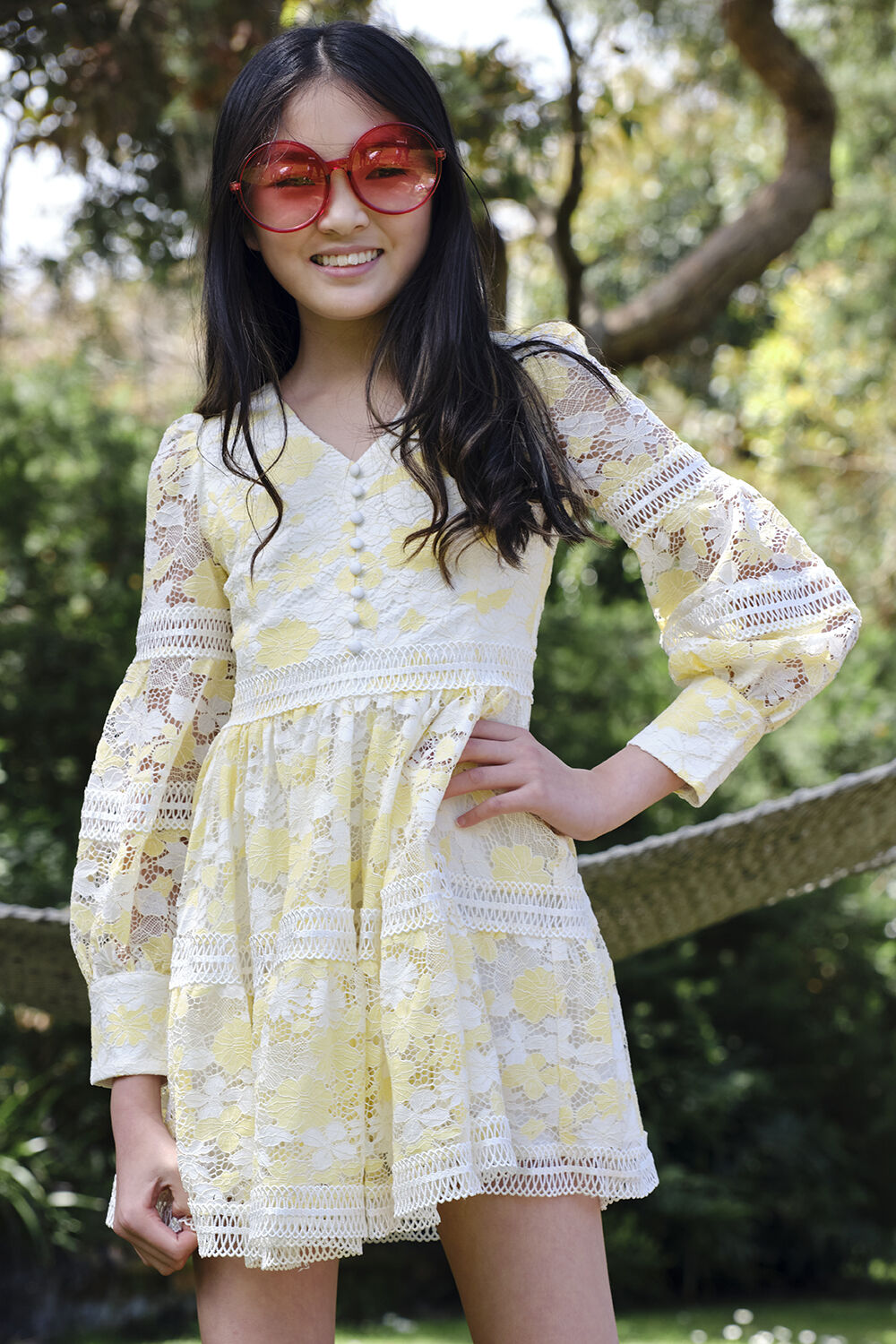 Yellow spring dress juniors clearance