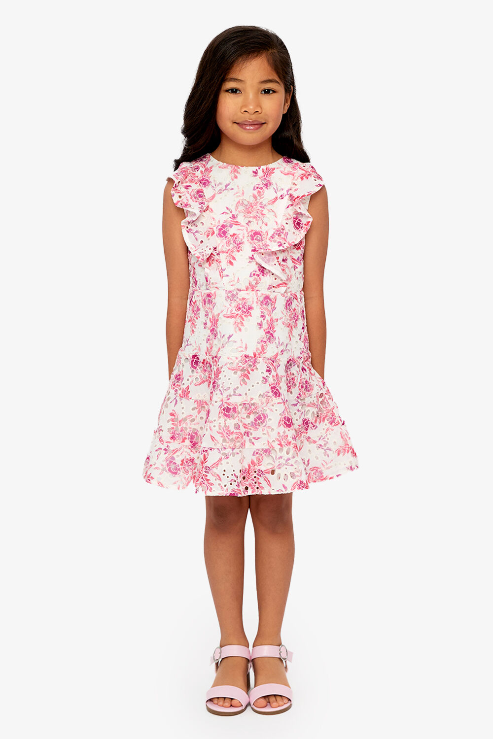 Girls Sadie Broderie Mini Dress In Pink Bloom Bardot Junior