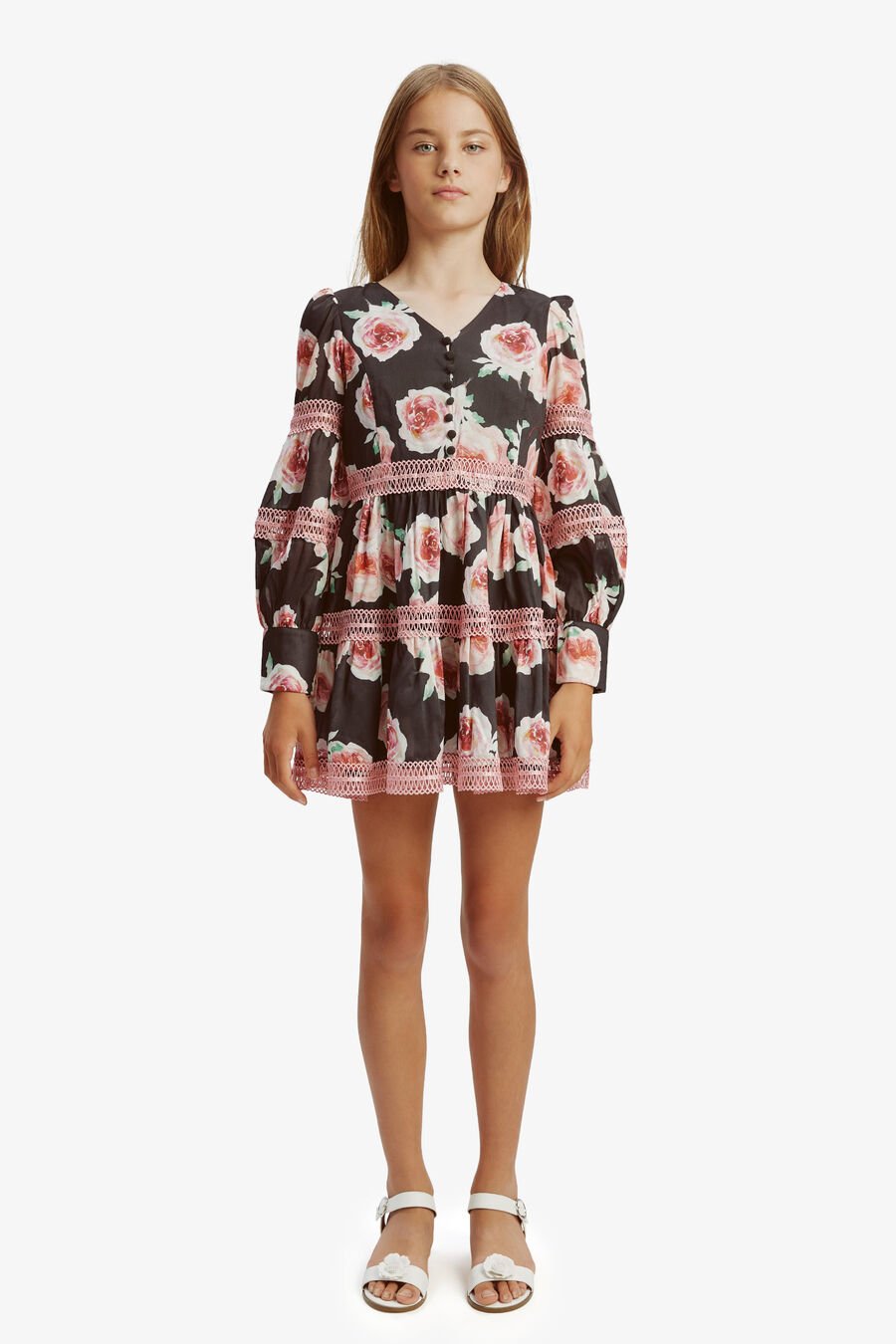 VENICE FLORAL MINI DRESS in colour BLACK FL