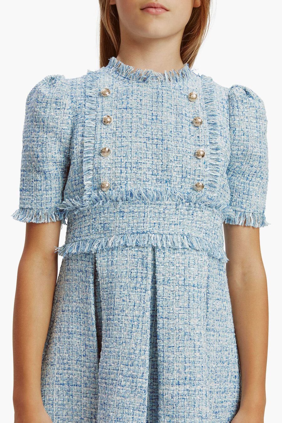 BRIELLE BOUCLE DRESS in colour BLUE MIST