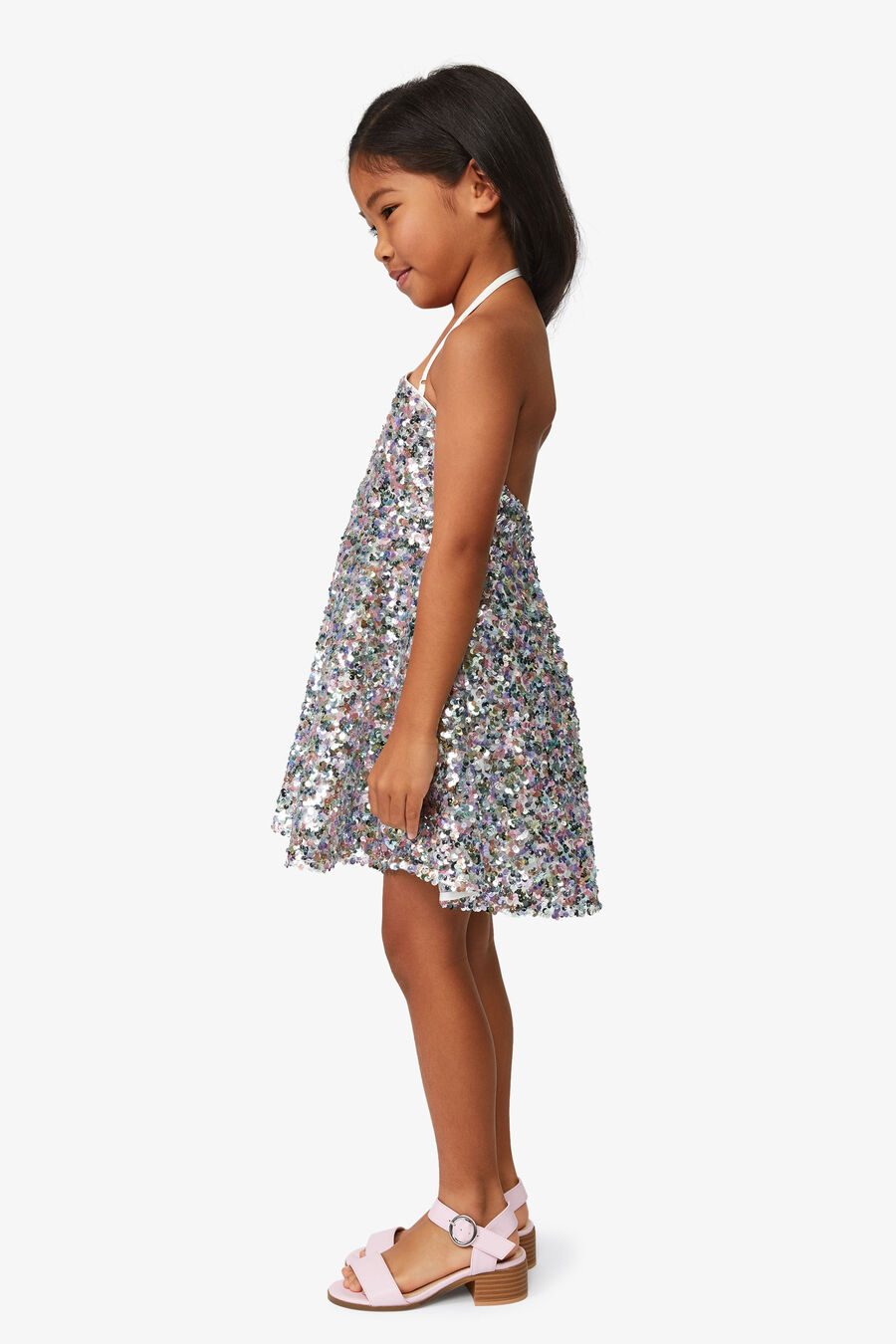 SEQUIN HALTER DRESS in colour RAINBOW