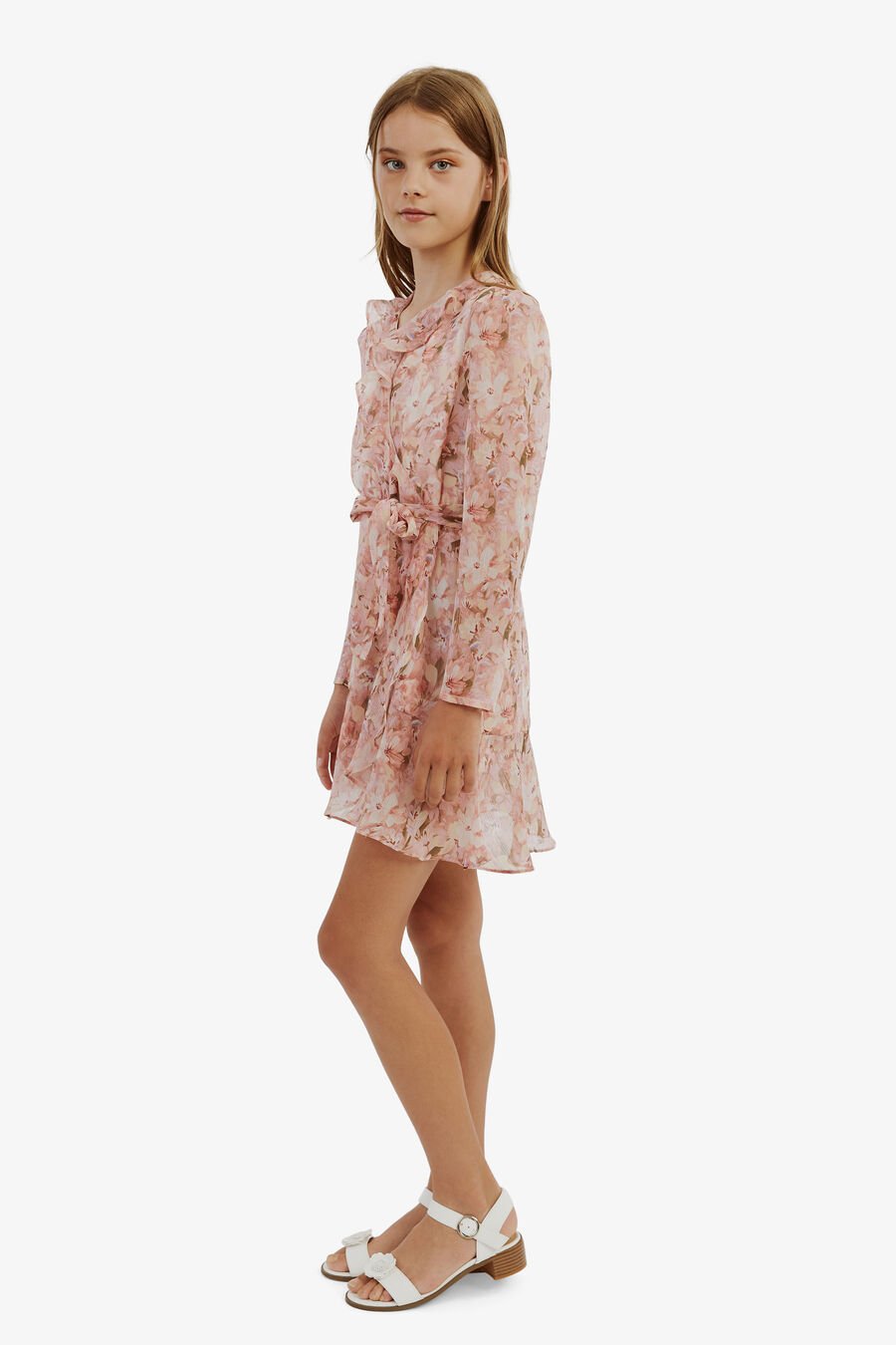 FLORAL WRAP DRESS in colour GARDENIA
