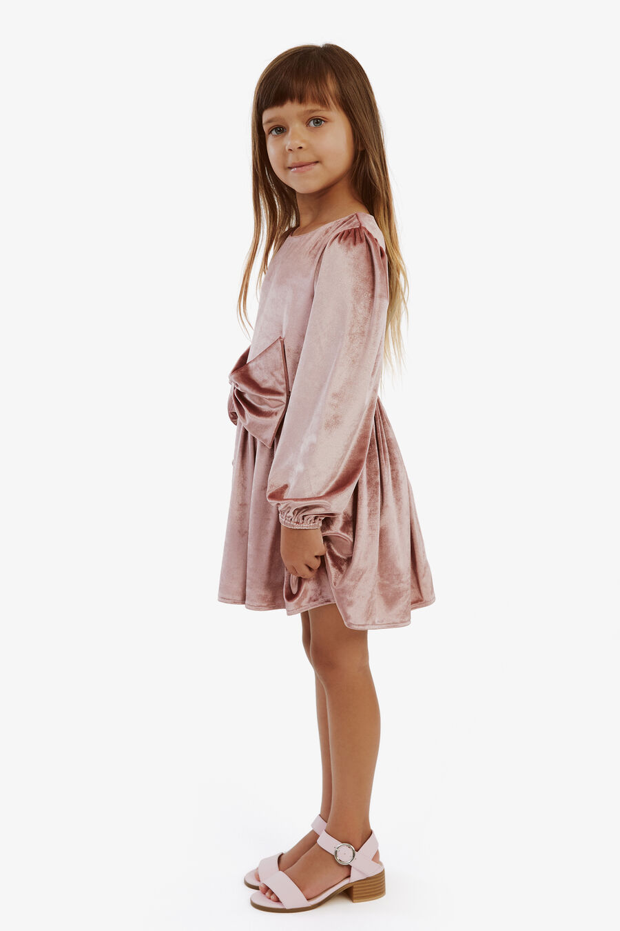 LINDSEY VELOUR MINI DRESS in colour DUSTY ROSE