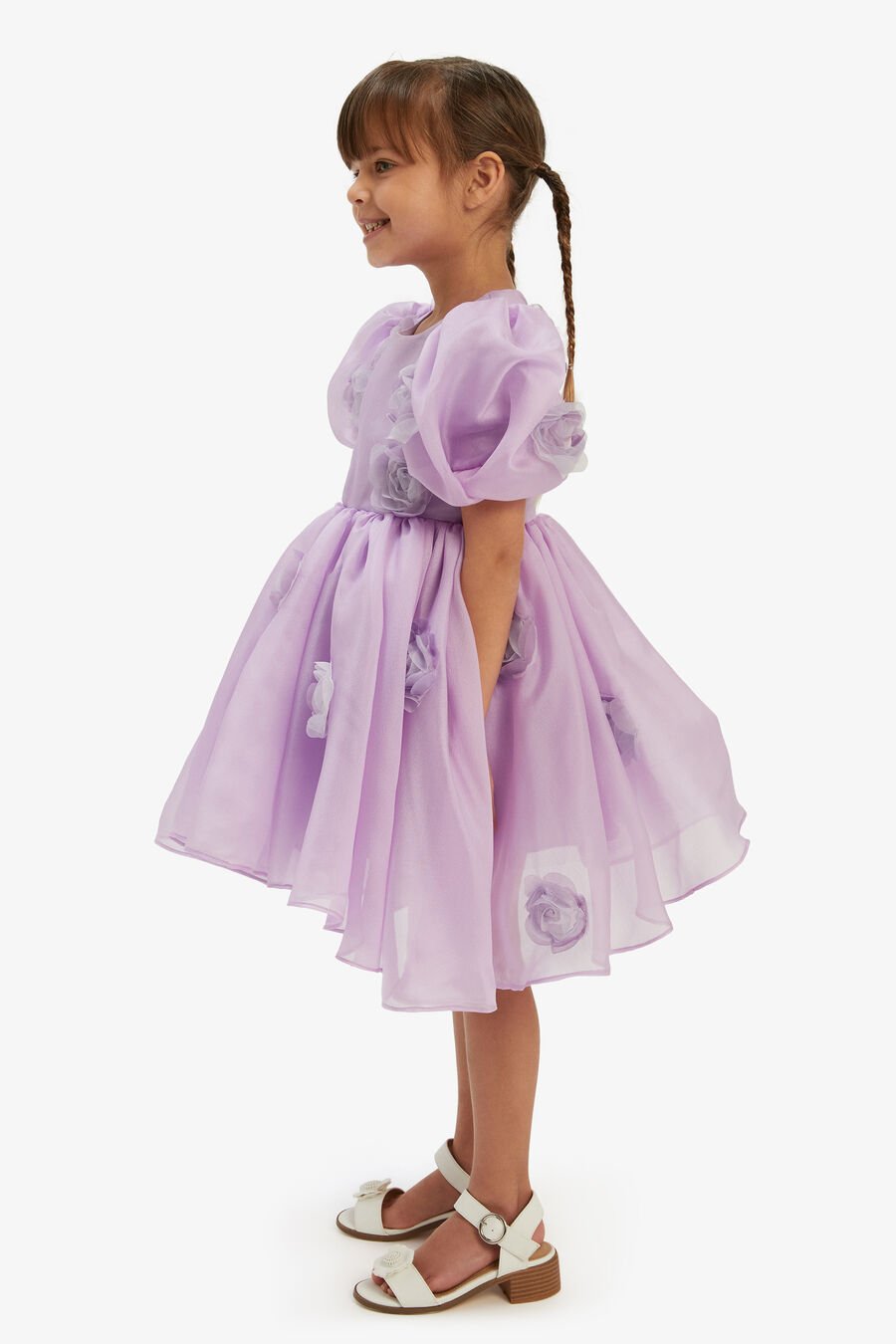 JULIET ROSETTE MINI DRESS in colour LILAC