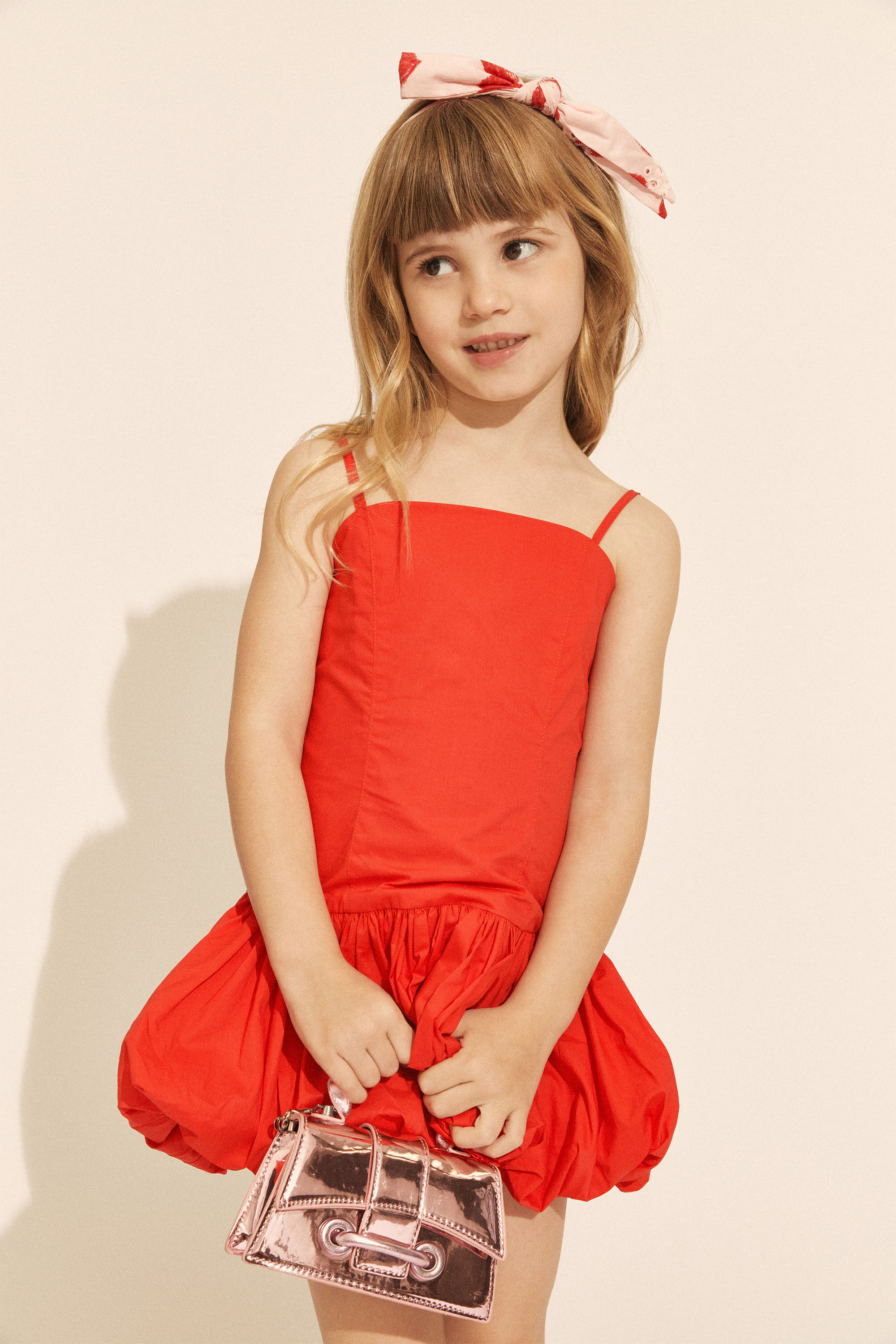 Girls June Poplin Dress In Red | Bardot Junior