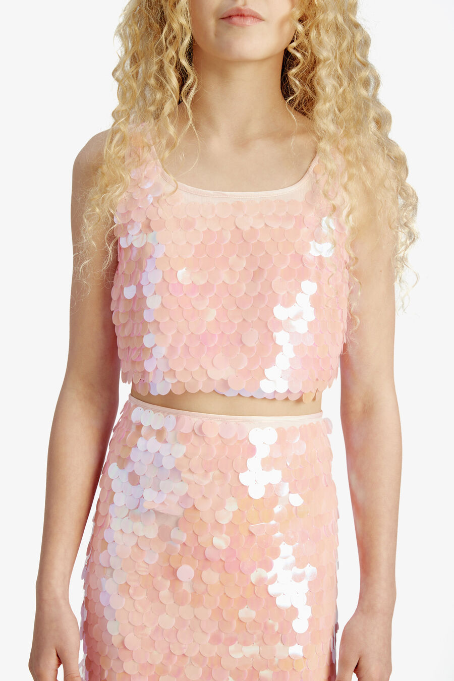 KATANA SEQUIN TOP in colour BLISS PINK