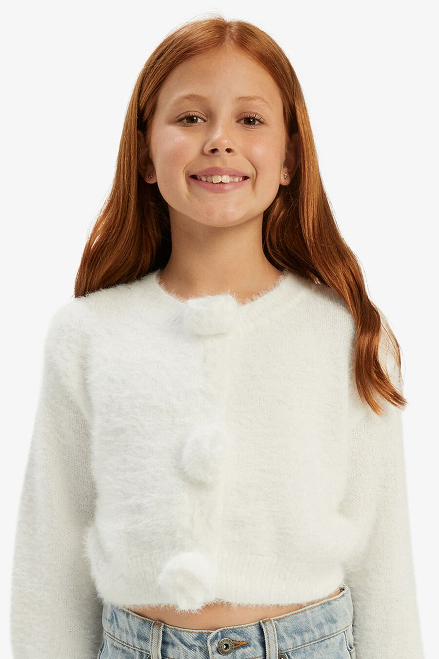 FLUFFY FLOWER CARDI in colour IVORY