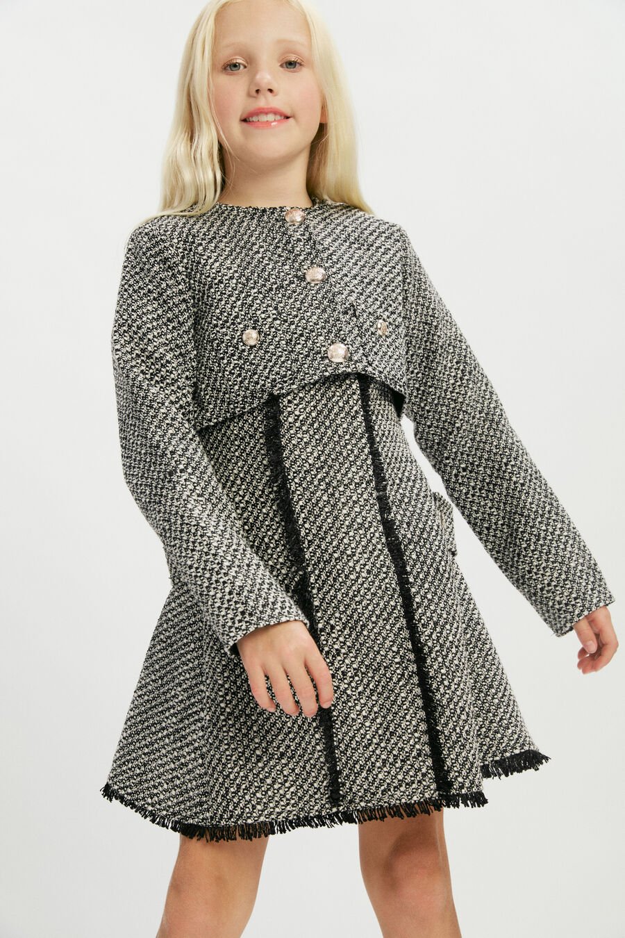 SADIE BOUCLE CROP JACKET in colour BLACK