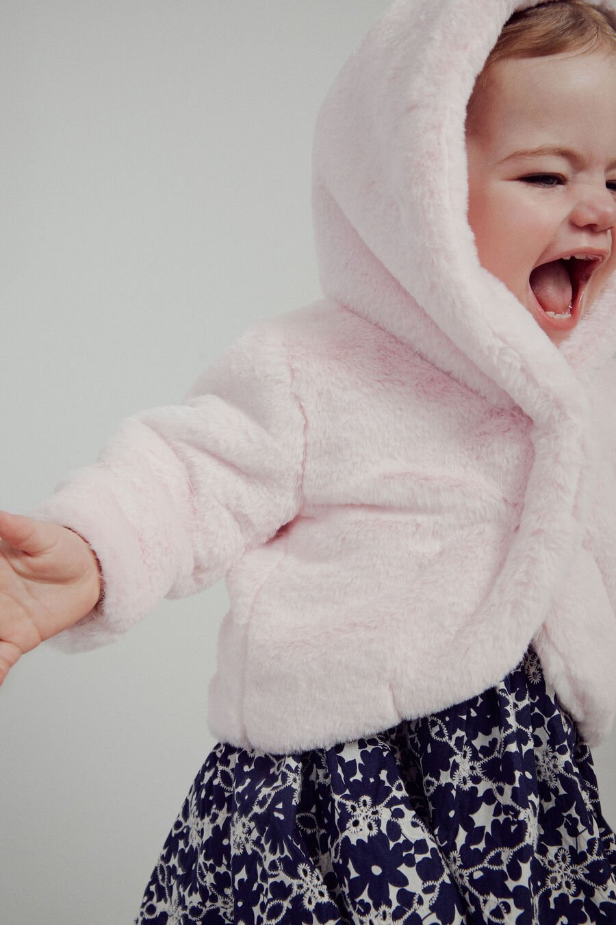 CALLAN FAUX FUR COAT in colour BABY PINK