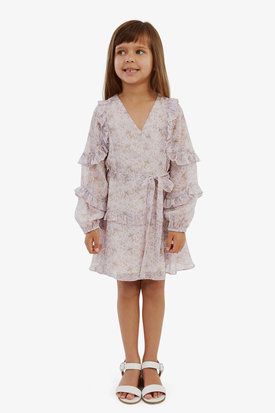 MIMI FLORAL FRILL DRESS in colour LILAC DTSY