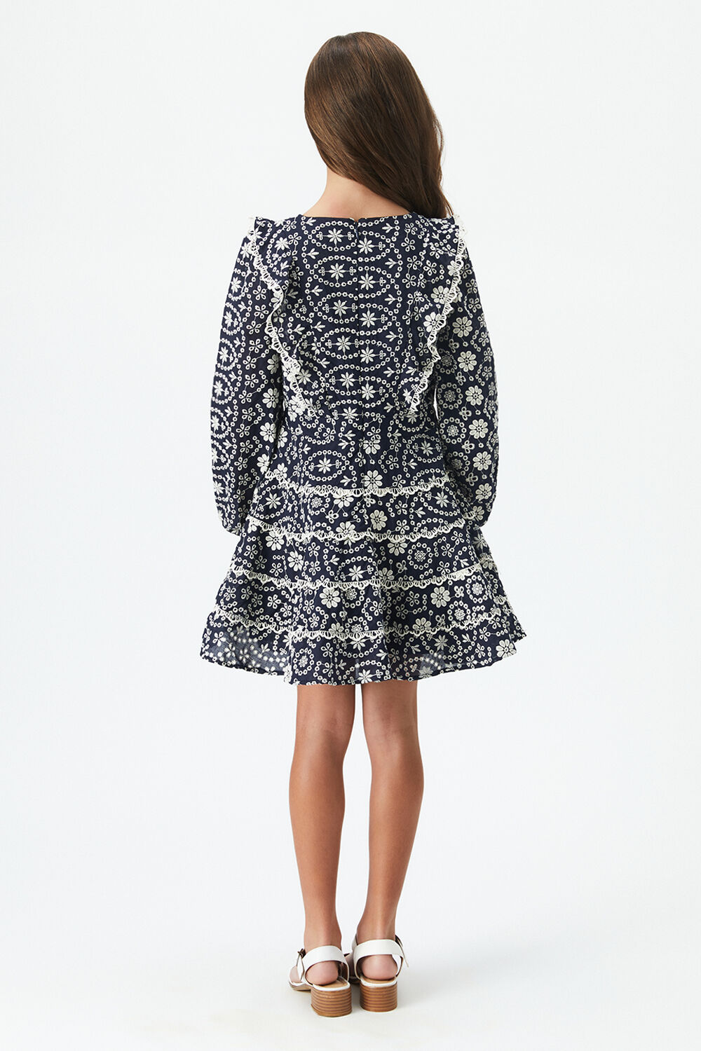 Girls SADIE BRODERIE DRESS in colour BLACK IRIS
