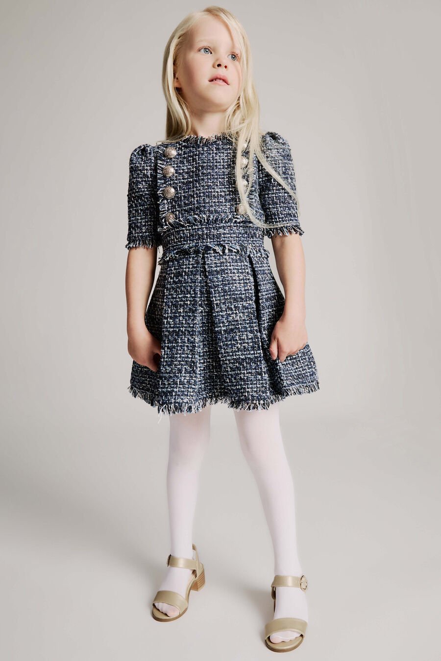 ELLE BOUCLE DRESS in colour NAVY
