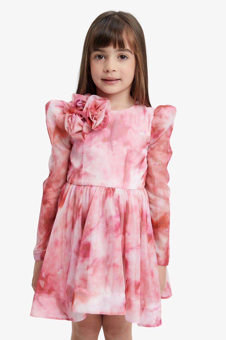 CUPID FLOWER MINI DRESS in colour Pink Tie Dye