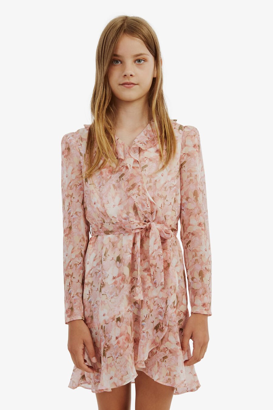 FLORAL WRAP DRESS in colour GARDENIA