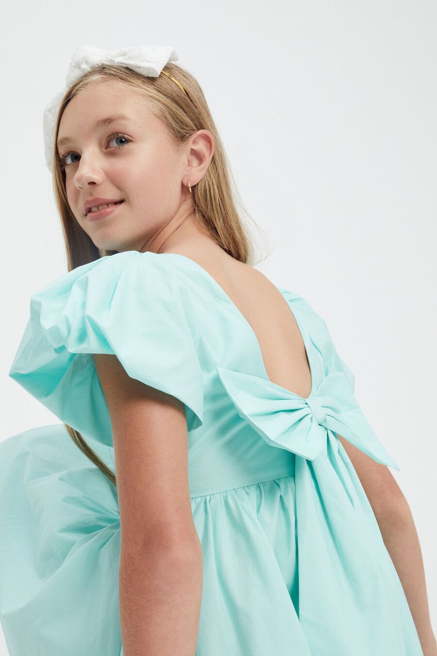 LANAI POPLIN DRESS in colour AQUA