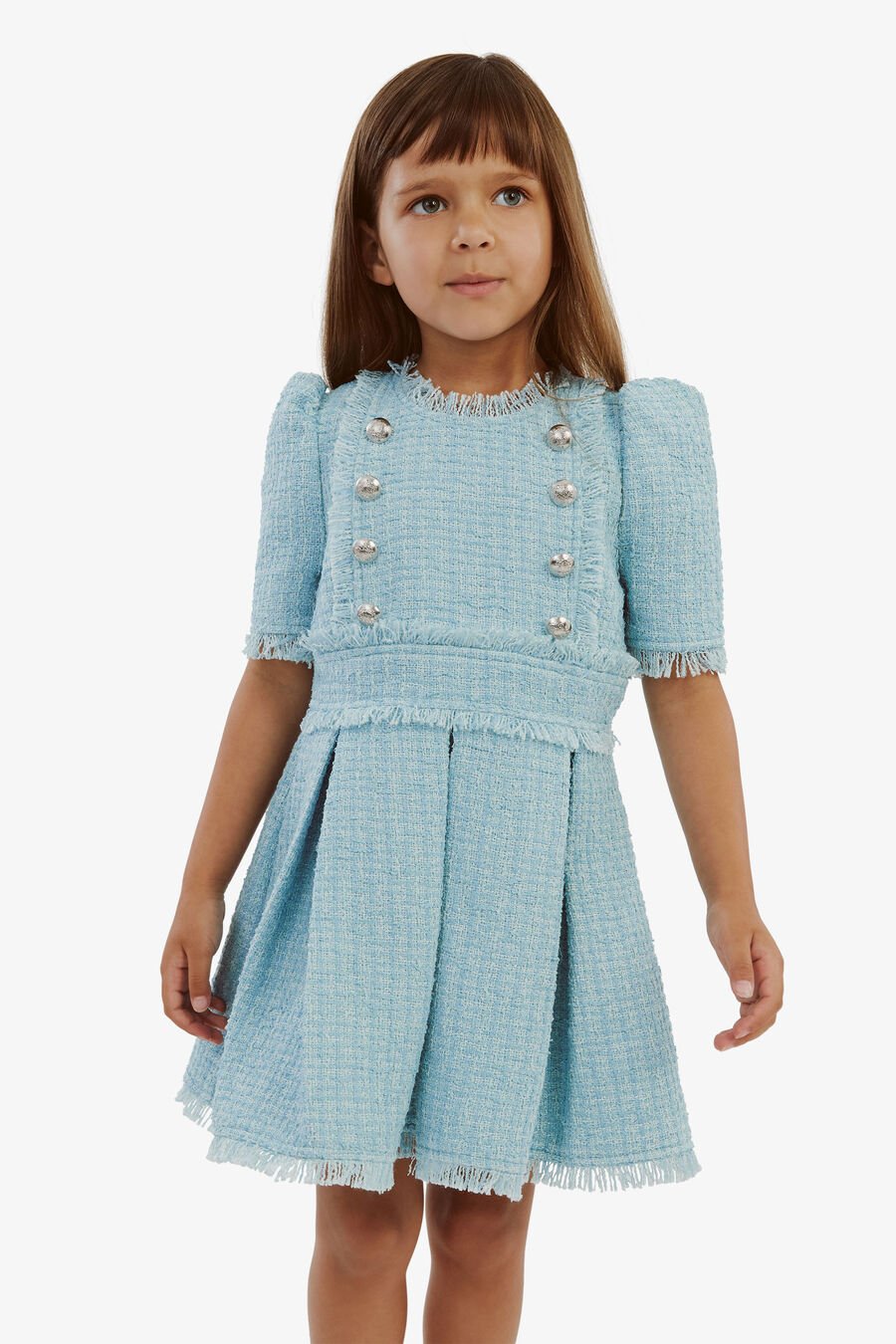 BRIELLE BOUCLE DRESS in colour BABY BLUE