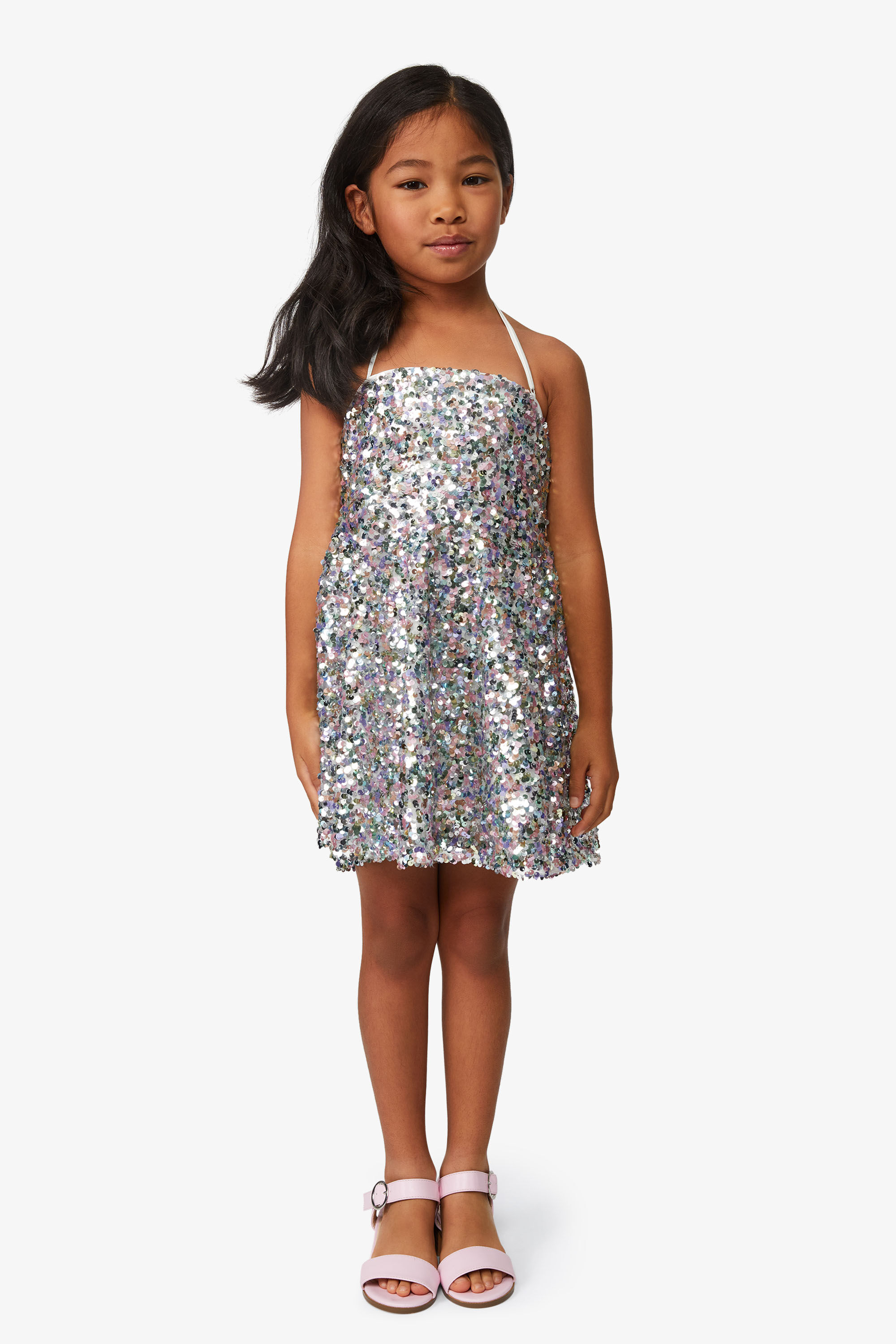Girls Sequin Halter Dress In Rainbow | Bardot Junior