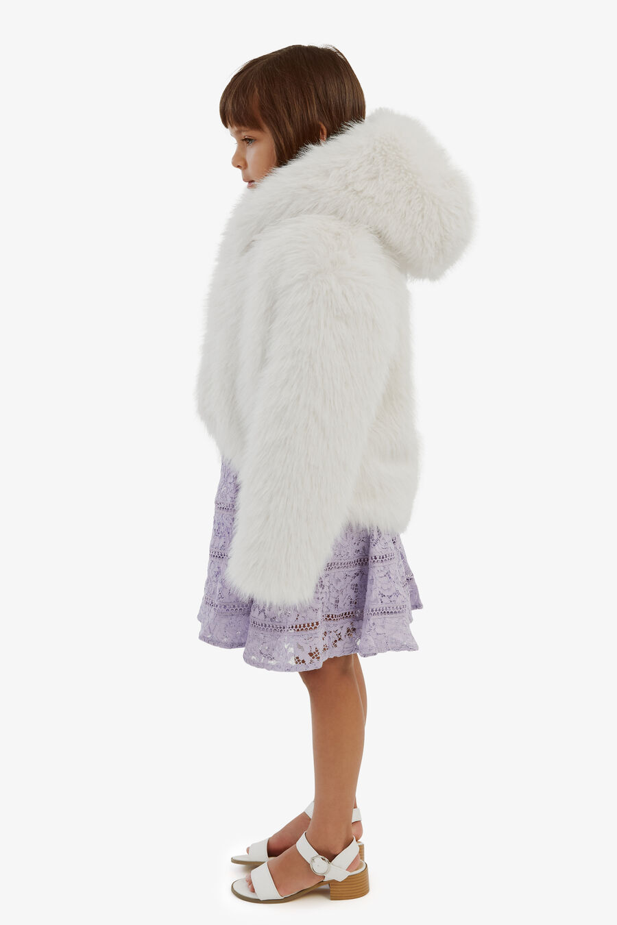 CALLAN FAUX FUR COAT in colour CREAM