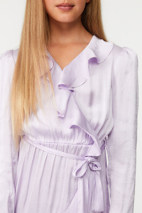 GIRLS WINONA WRAP DRESS in colour LILAC CHIFFON