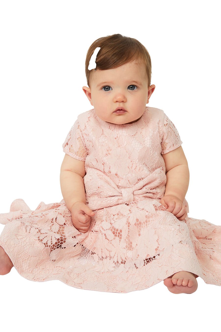 MIRELA LACE BOW DRESS in colour SOFT PINK