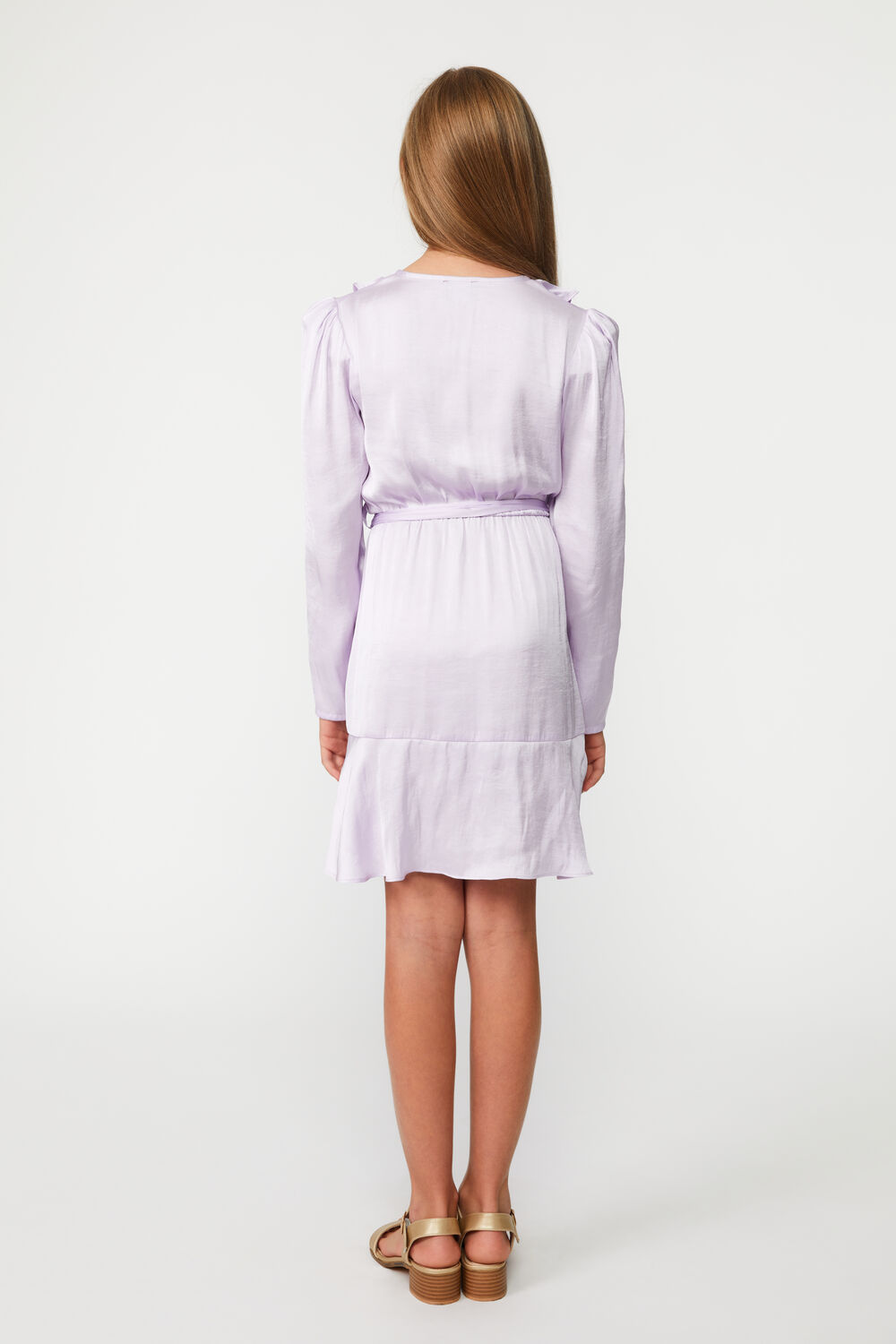 GIRLS WINONA WRAP DRESS in colour LILAC CHIFFON