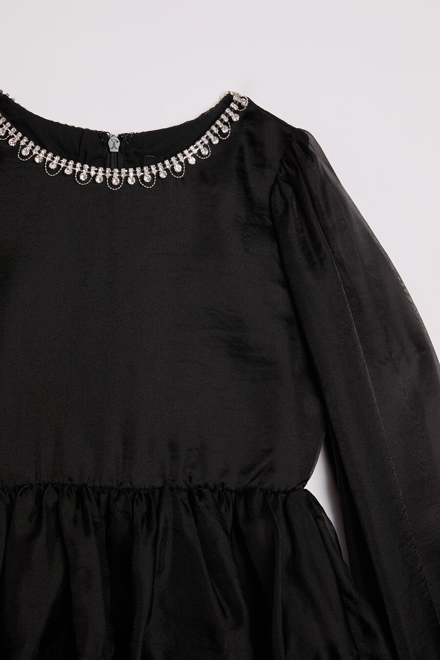 WEDNESDAY ORGANZA TRIM DRESS in colour BLACK