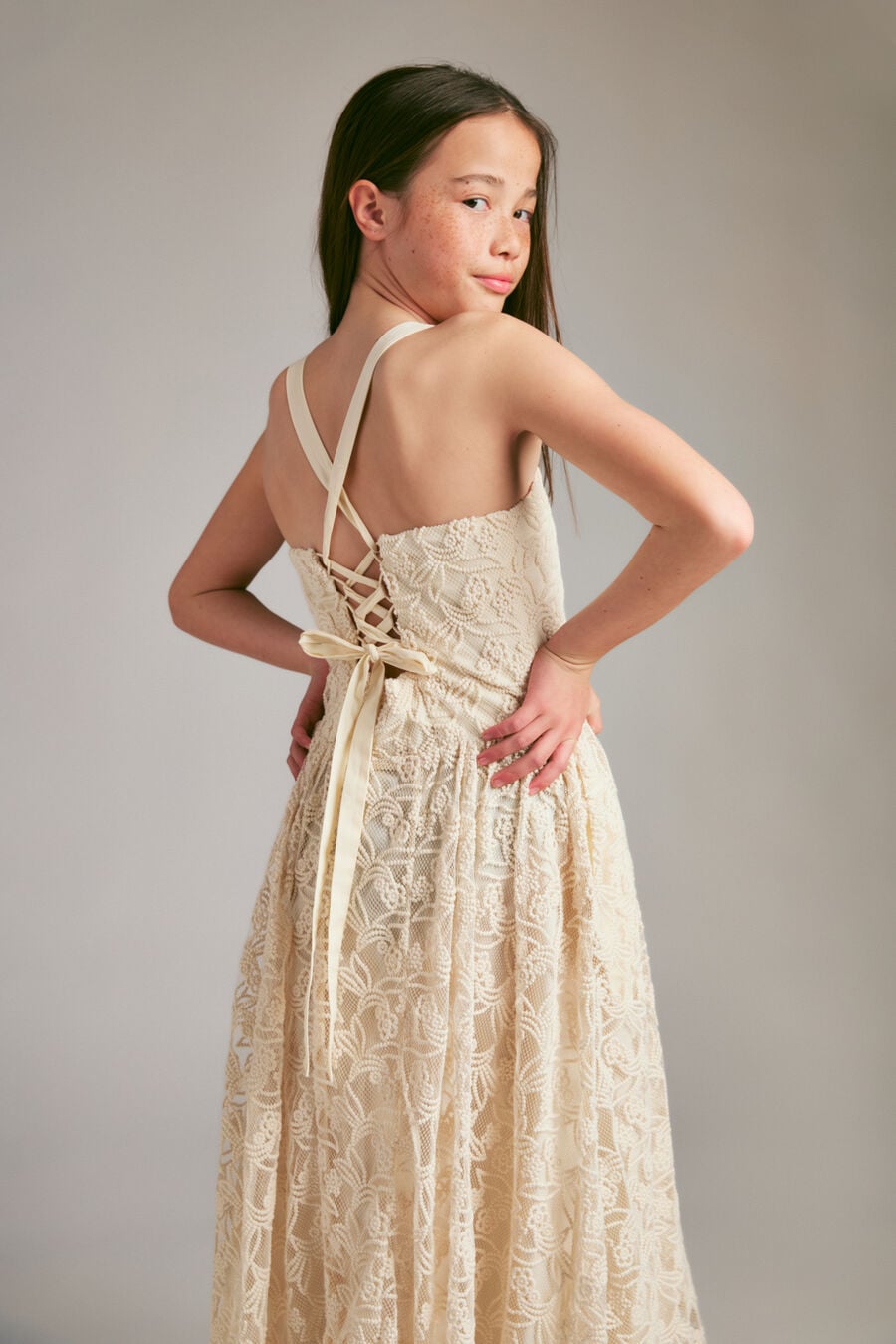 Girls Estie Broderie Lace Midi Dress