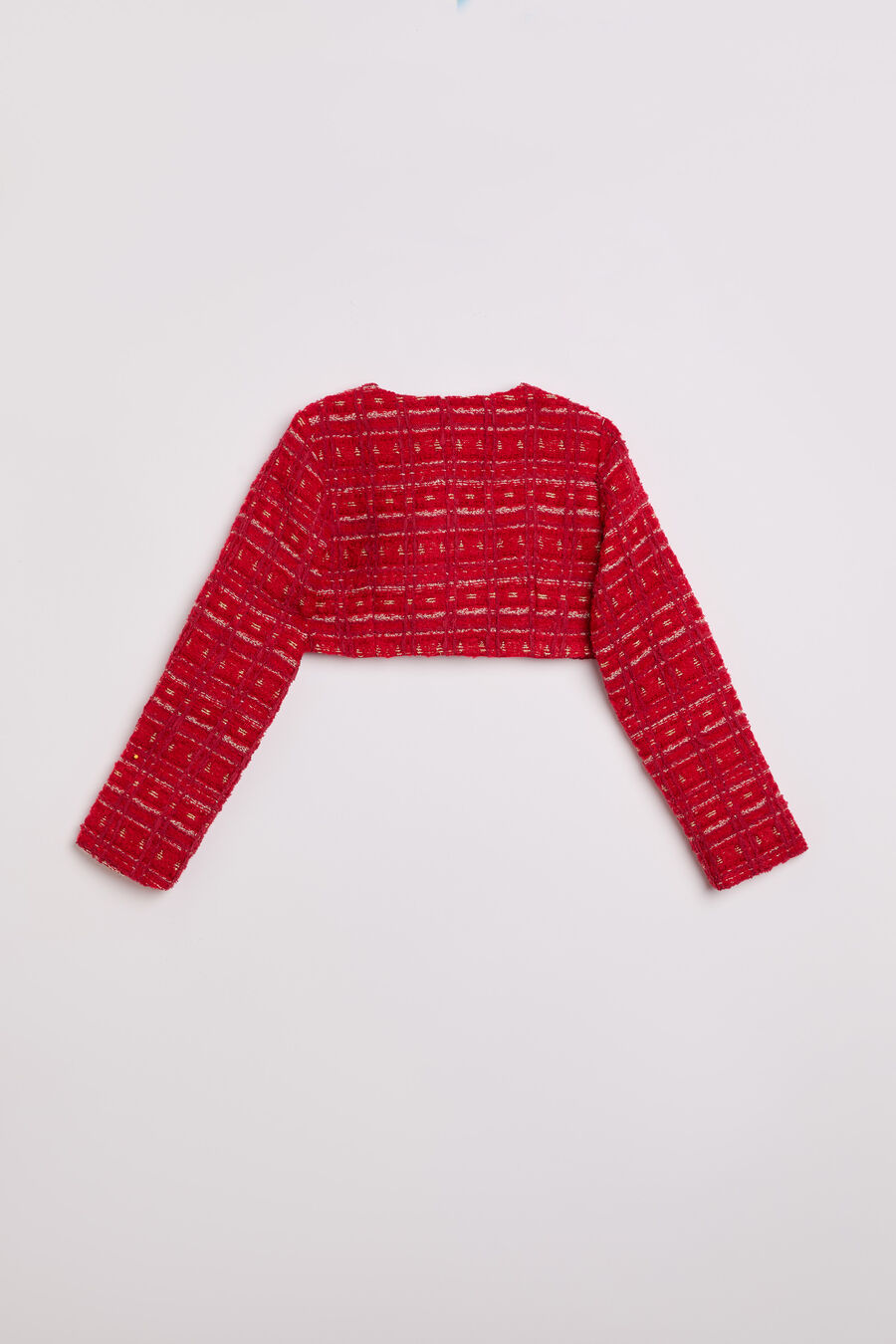 SUTTON BOUCLE CROP JACKET in colour RED