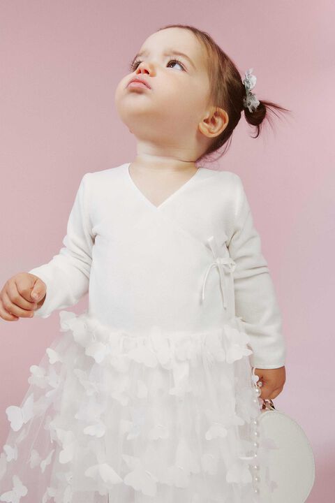 BABY GIRL BUTTERFLY BALLET DRESS in colour CLOUD DANCER
