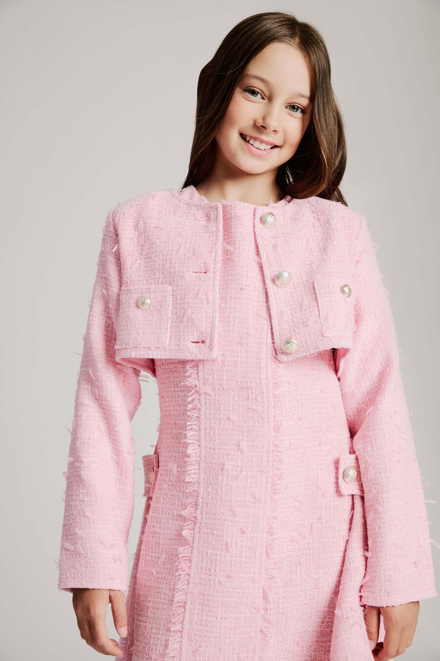 SUTTON BOUCLE CROP JACKET in colour SOFT PINK