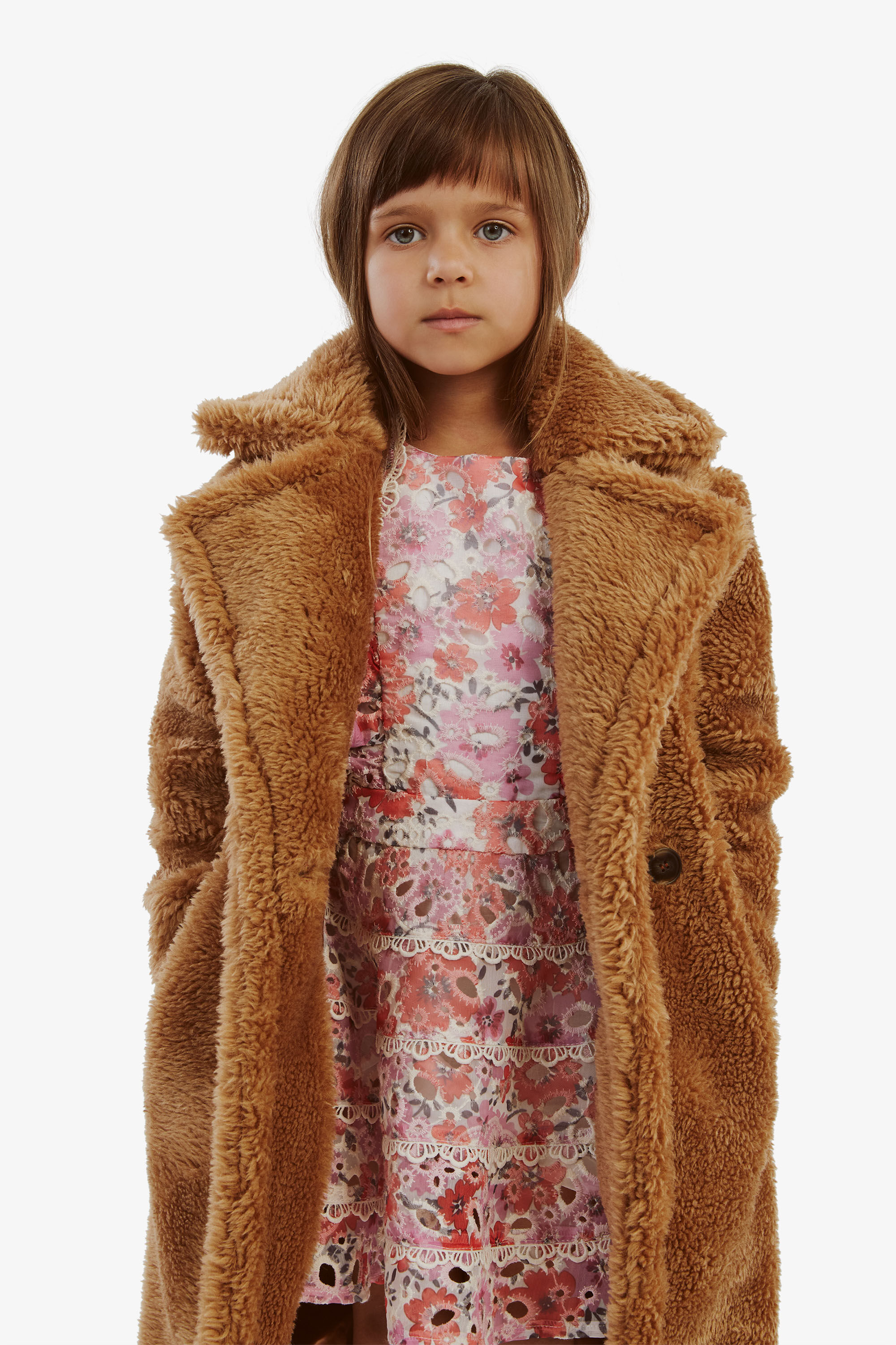 Girls Teddy Coat In Camel Bardot Junior