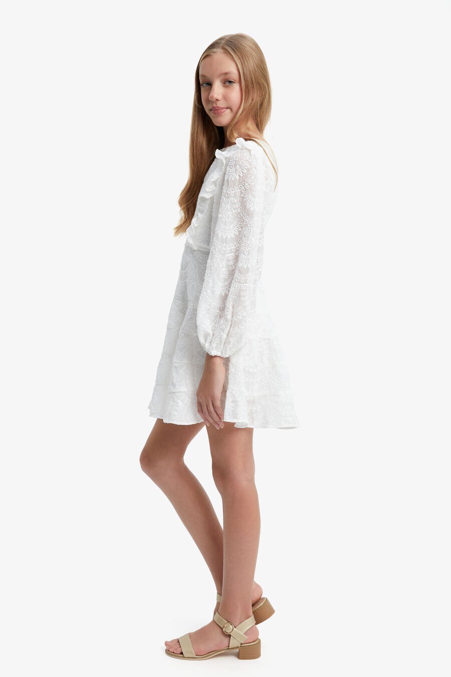 LORETTA CHIFFON DRESS in colour IVORY