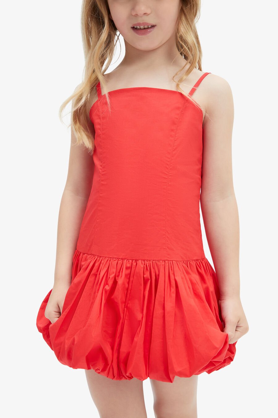 JUNE POPLIN DRESS in colour RED