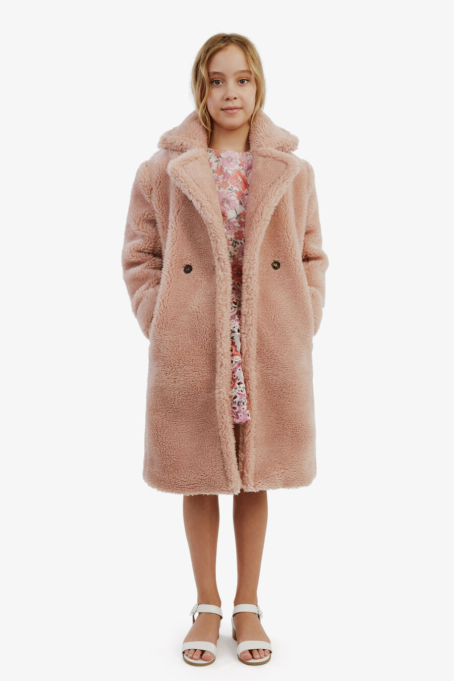THE TEDDY COAT in colour DUSTY ROSE