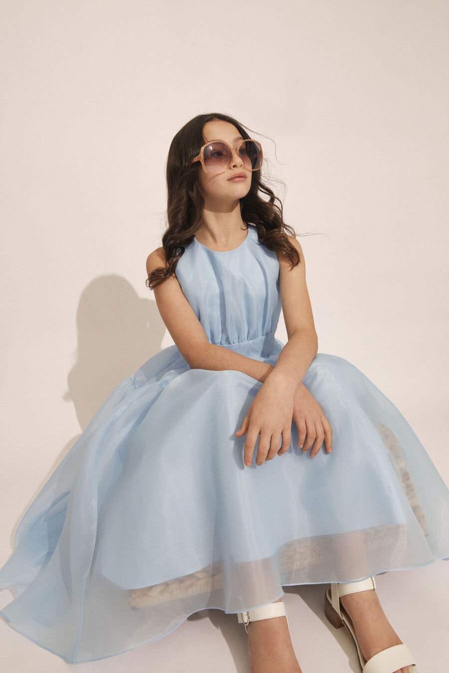 AVA MIDI DRESS in colour BLUE BELL